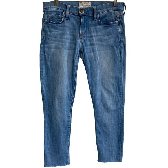 Current/Elliott Women's Ankle Skinny Richland Blue Frayed Crop Jeans 27X24 - EUC - Picture 1 of 12